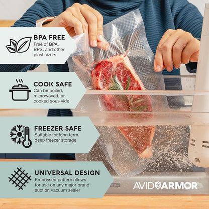 Vacuum Seal Rolls, Vac Seal Bags for Food Storage, Meal Saver Freezer Vacuum Sealer Bags, Sous Vide Bags Vacuum Sealer, Non-Bpa Vacuum Sealer Bags, 8 Inches by 50 Feet, Pack of 2