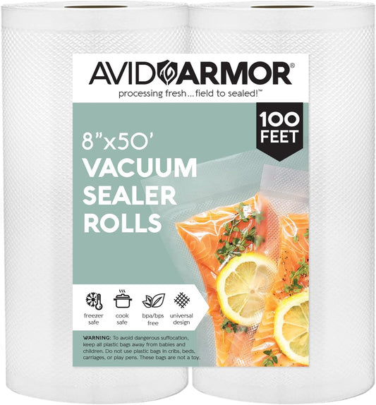 Vacuum Seal Rolls, Vac Seal Bags for Food Storage, Meal Saver Freezer Vacuum Sealer Bags, Sous Vide Bags Vacuum Sealer, Non-Bpa Vacuum Sealer Bags, 8 Inches by 50 Feet, Pack of 2